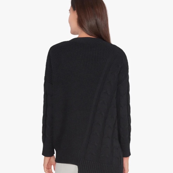 Stella Carakasi Made You Look Sweater L/XL Black Cotton Cashmere Asymmetrical - Picture 2 of 10